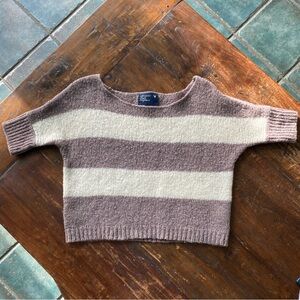 American Eagle Outfitters Brown and Cream Striped Sweater, XS